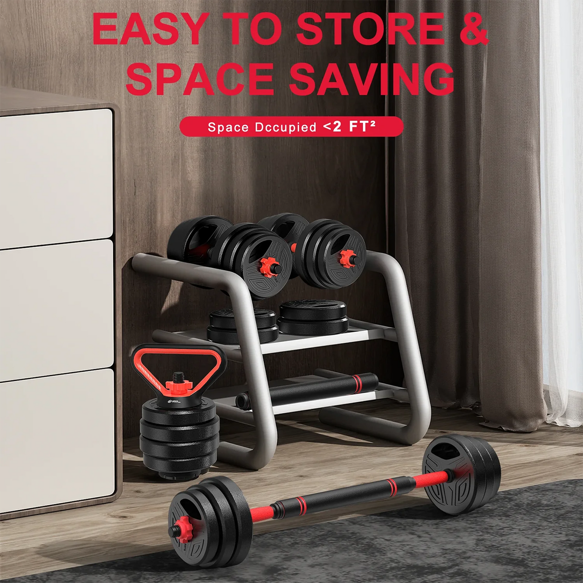 3-in-1 Adjustable Dumbbells Set 20 kg