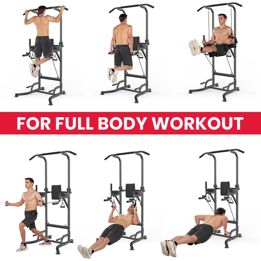 Dip Station, Pull Up Bar Adjustable Home Workout
