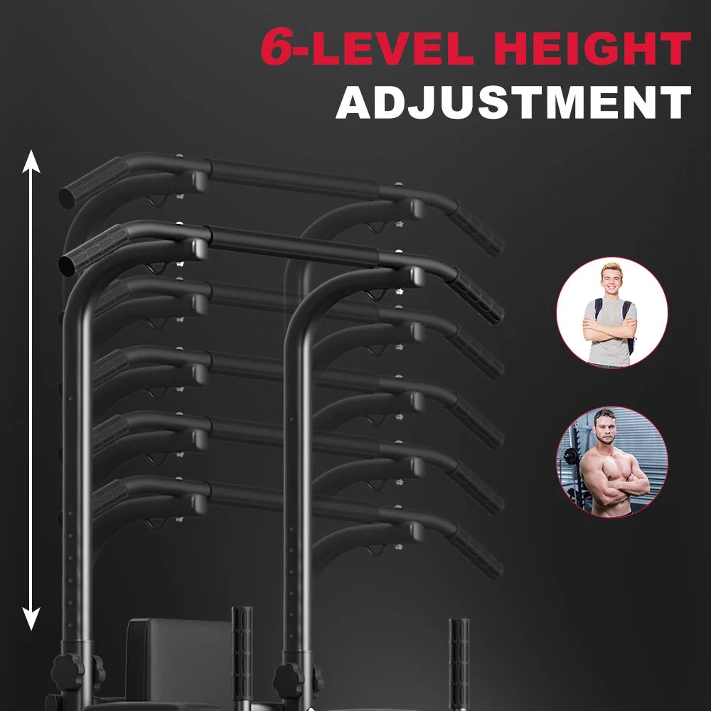 Dip Station, Pull Up Bar Adjustable Home Workout