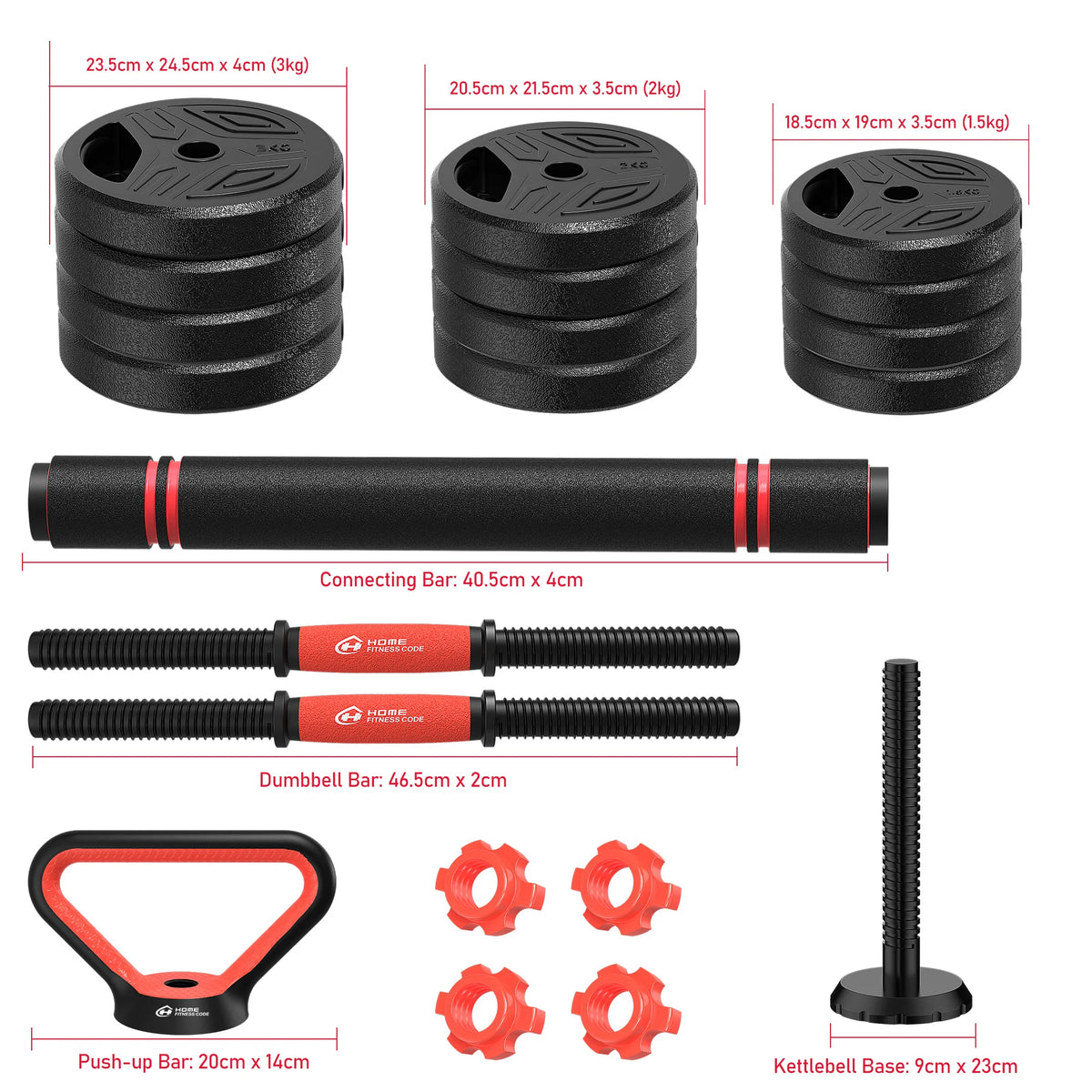 3-in-1 Adjustable Dumbbells Set 20 kg
