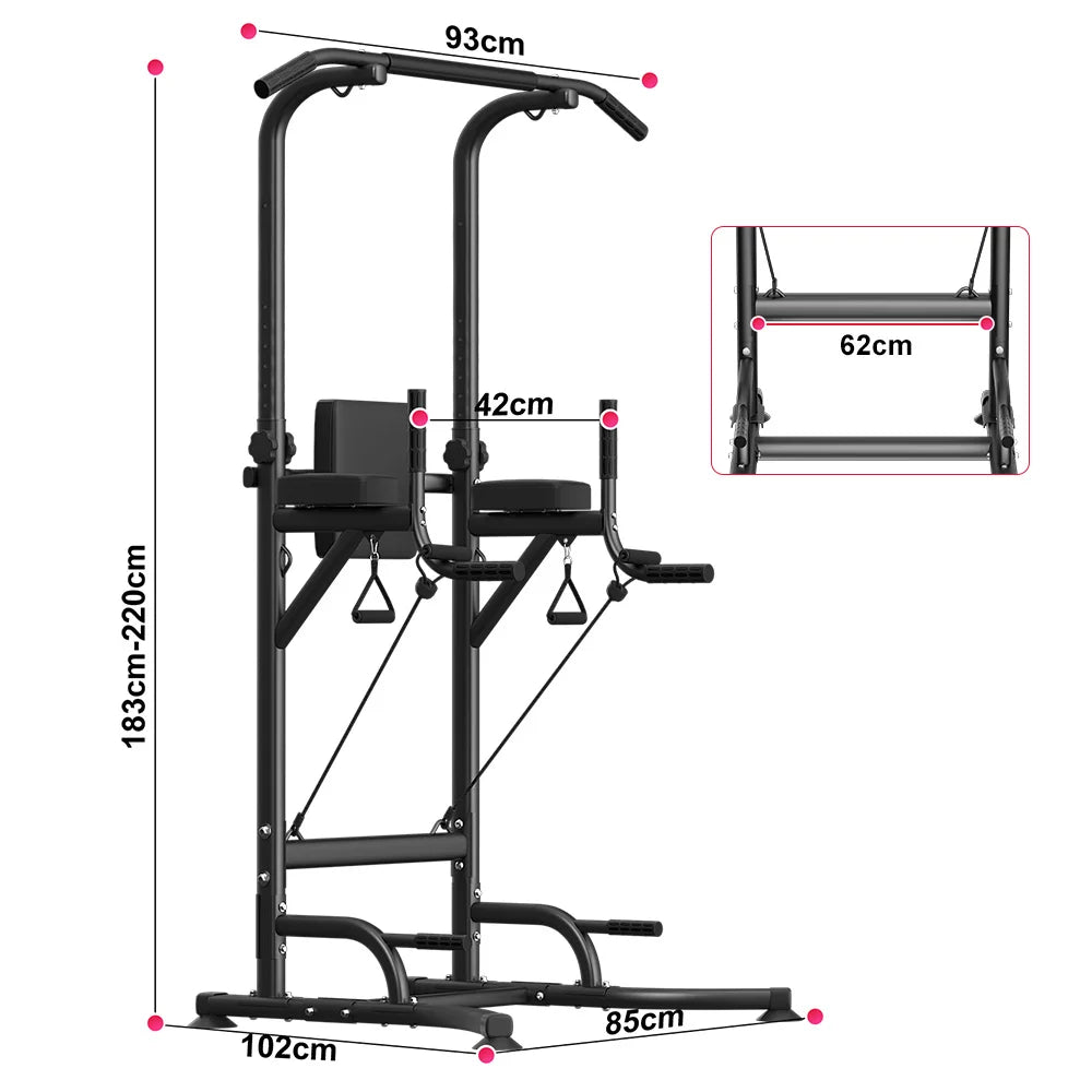 Dip Station, Pull Up Bar Adjustable Home Workout