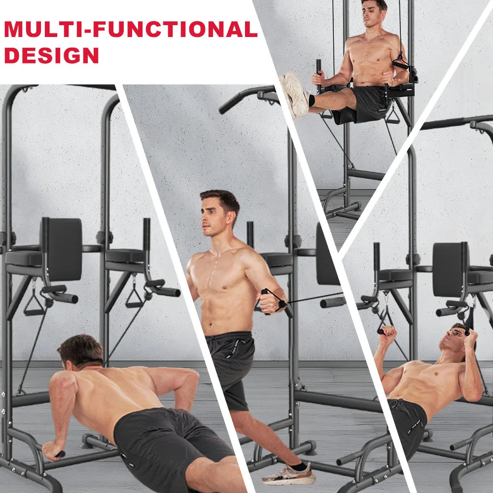 Dip Station, Pull Up Bar Adjustable Home Workout