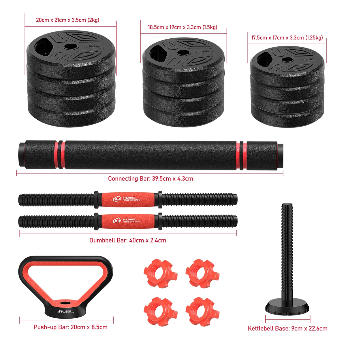 3-in-1 Adjustable Dumbbells Set 20 kg