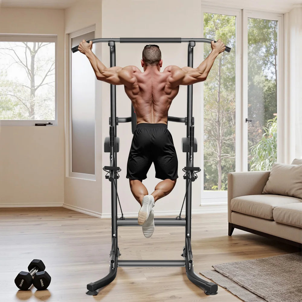 Dip Station, Pull Up Bar Adjustable Home Workout