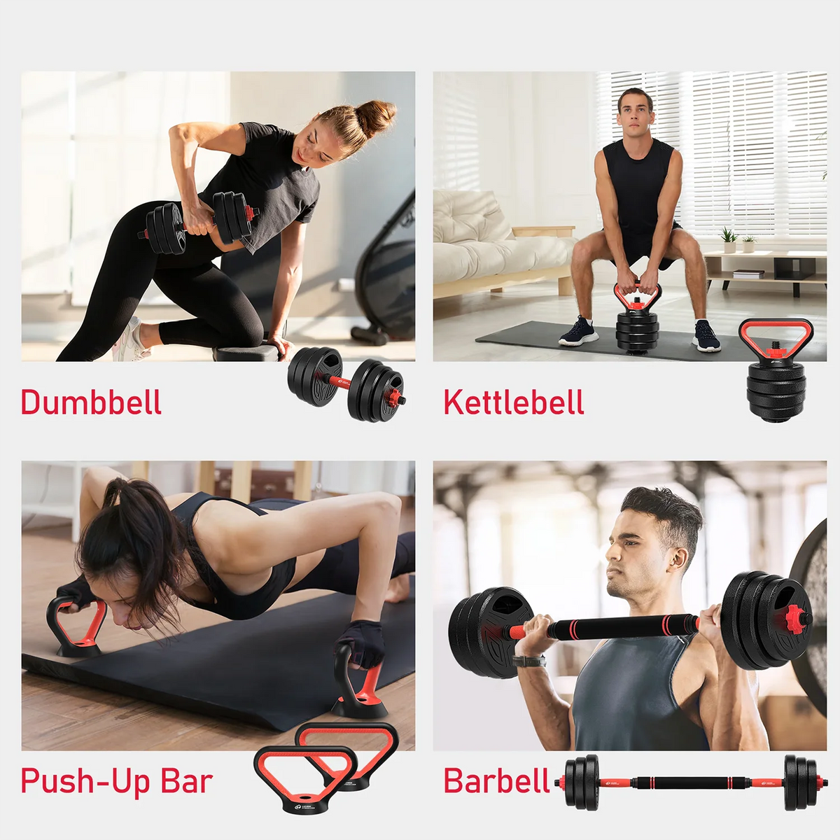 3-in-1 Adjustable Dumbbells Set 20 kg