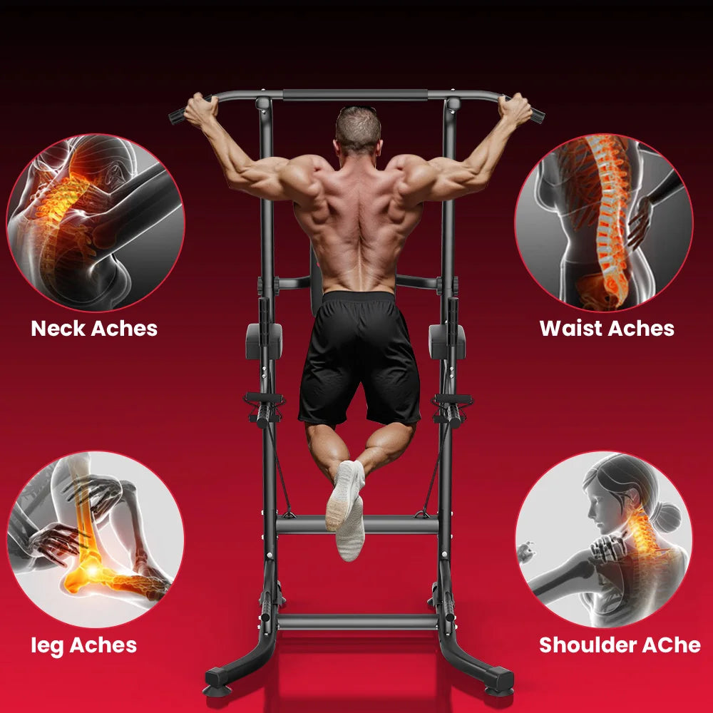 Dip Station, Pull Up Bar Adjustable Home Workout