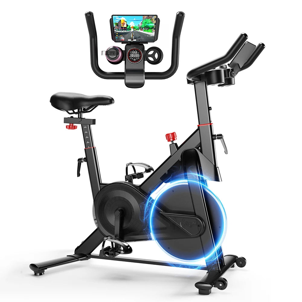 Magnetic Resistance Indoor Exercise Bike with Pad Mount & LCD Monitor