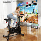 Magnetic Resistance Indoor Exercise Bike with Pad Mount & LCD Monitor