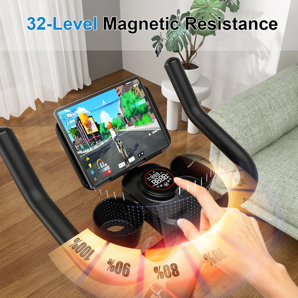 Magnetic Resistance Indoor Exercise Bike with Pad Mount & LCD Monitor