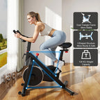 Magnetic Resistance Indoor Exercise Bike with Pad Mount & LCD Monitor