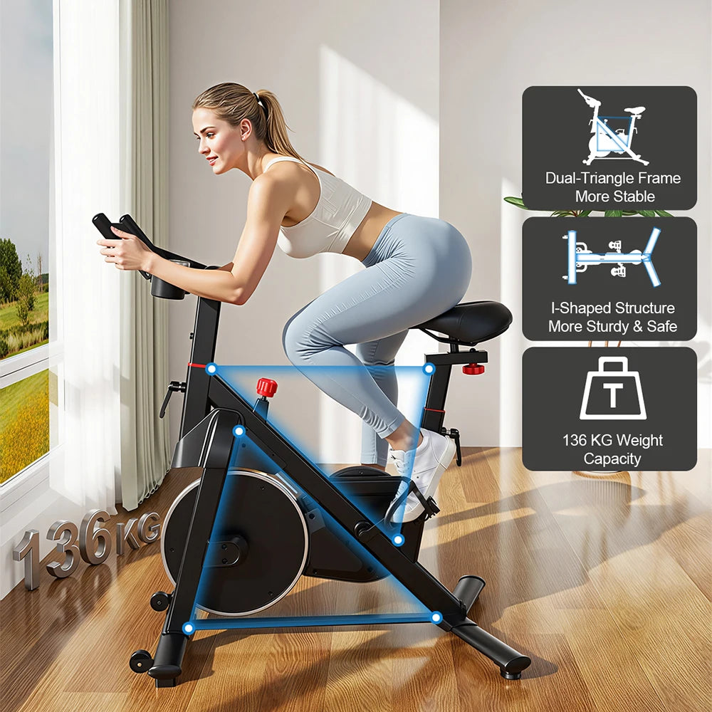Magnetic Resistance Indoor Exercise Bike with Pad Mount & LCD Monitor