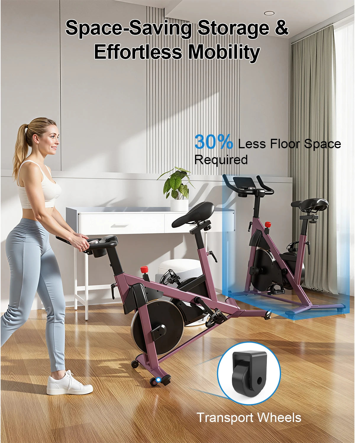 Magnetic Resistance Indoor Exercise Bike with Pad Mount & LCD Monitor