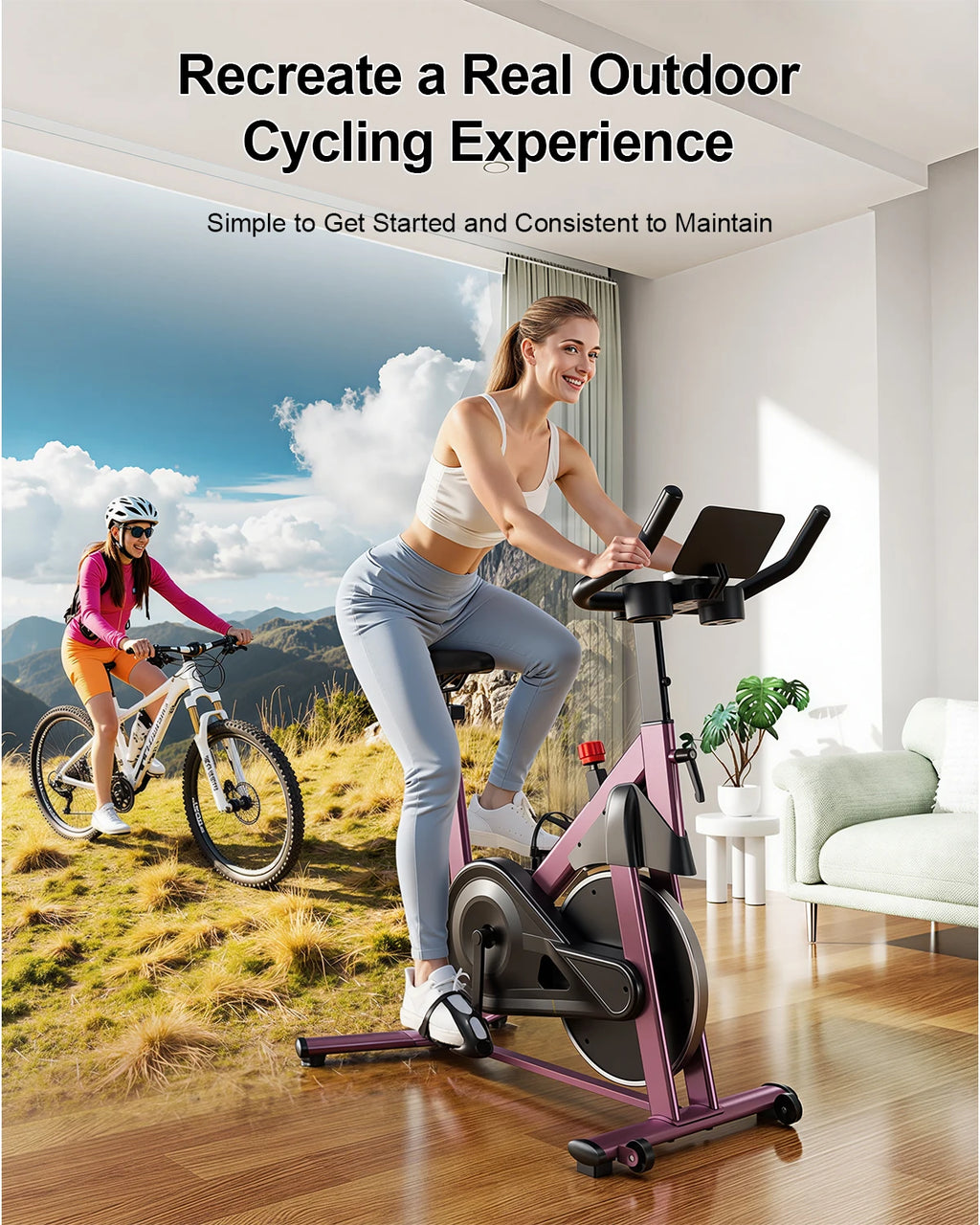 Magnetic Resistance Indoor Exercise Bike with Pad Mount & LCD Monitor