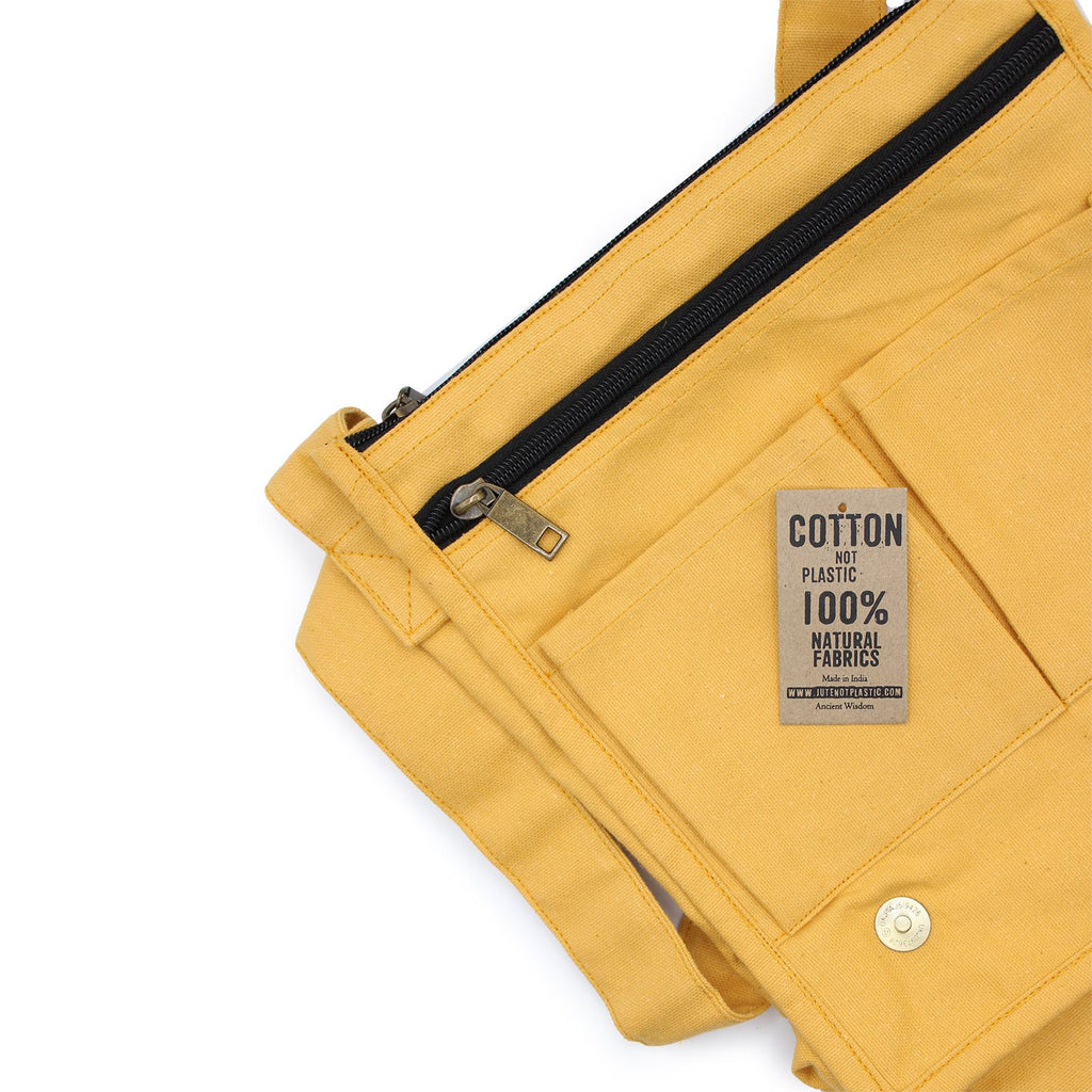 Cotton Canvas Messenger Bag - Navy Blue