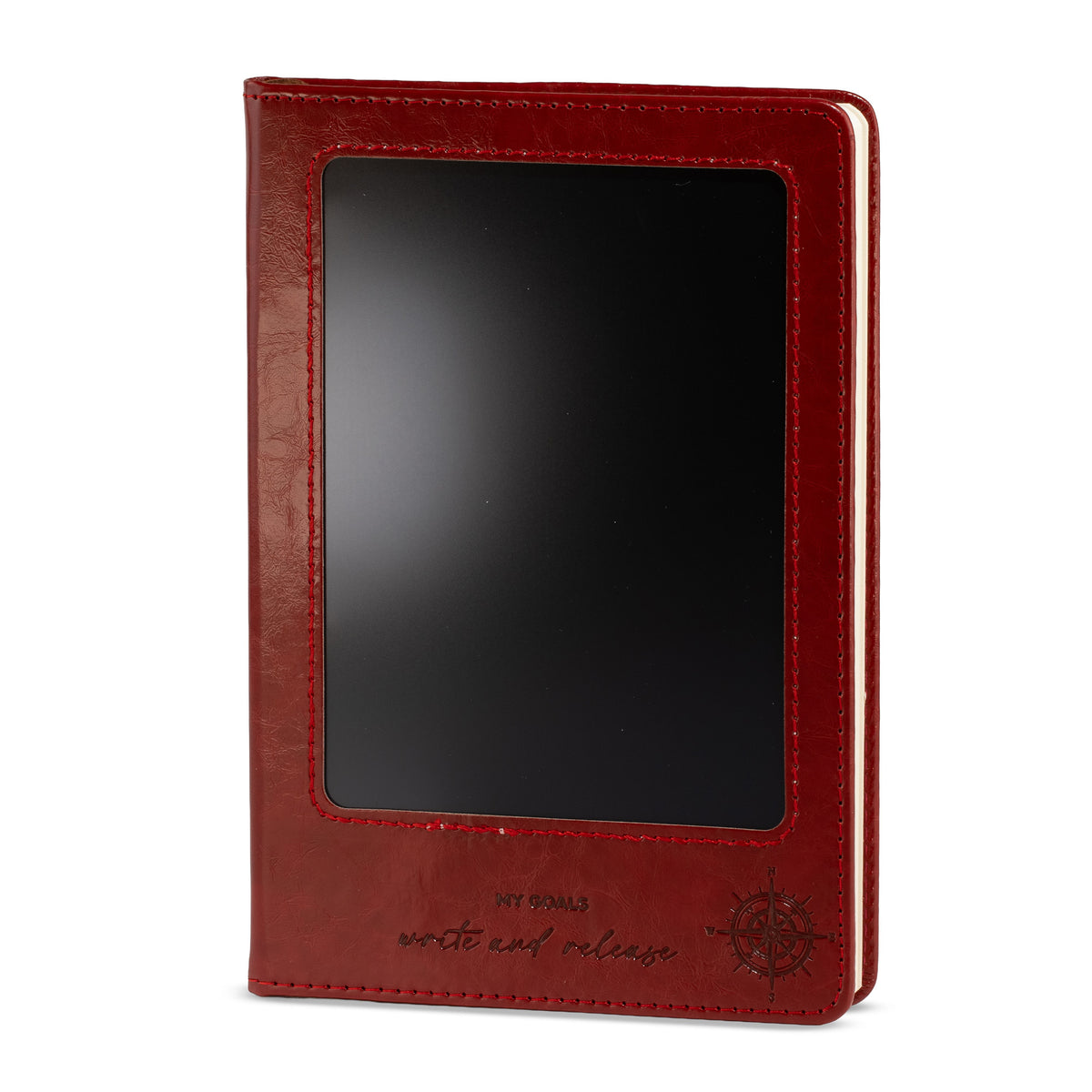 A5 Intention Note Book - LCD Wipe Screen - Red Leather Effect - 80 Leafs