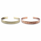 Handcrafted Brass & Copper Cuff Bracelets - Set of 2