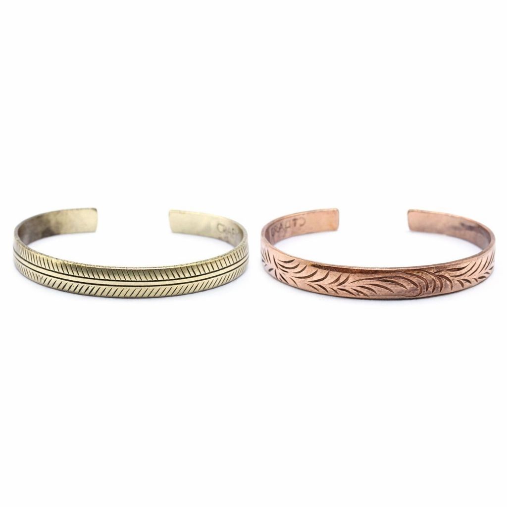 Handcrafted Brass & Copper Cuff Bracelets - Set of 2