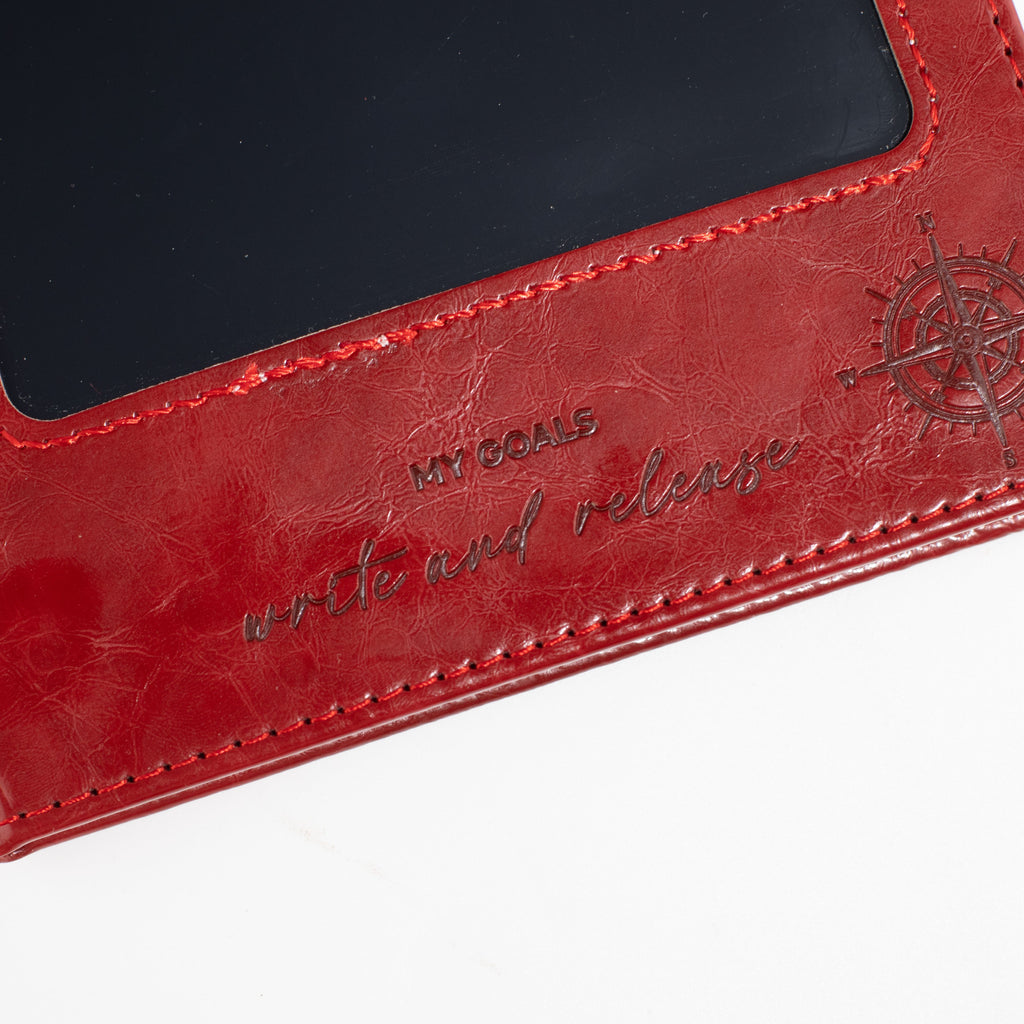 A5 Intention Note Book - LCD Wipe Screen - Red Leather Effect - 80 Leafs