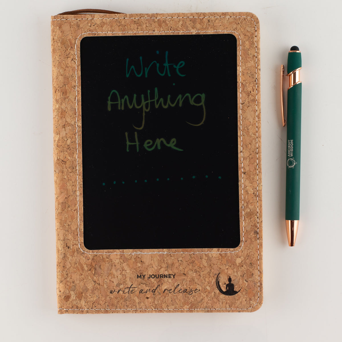 A5 Intention Note Book - LCD Wipe Screen - Cork Leather Effect - 80 Leafs