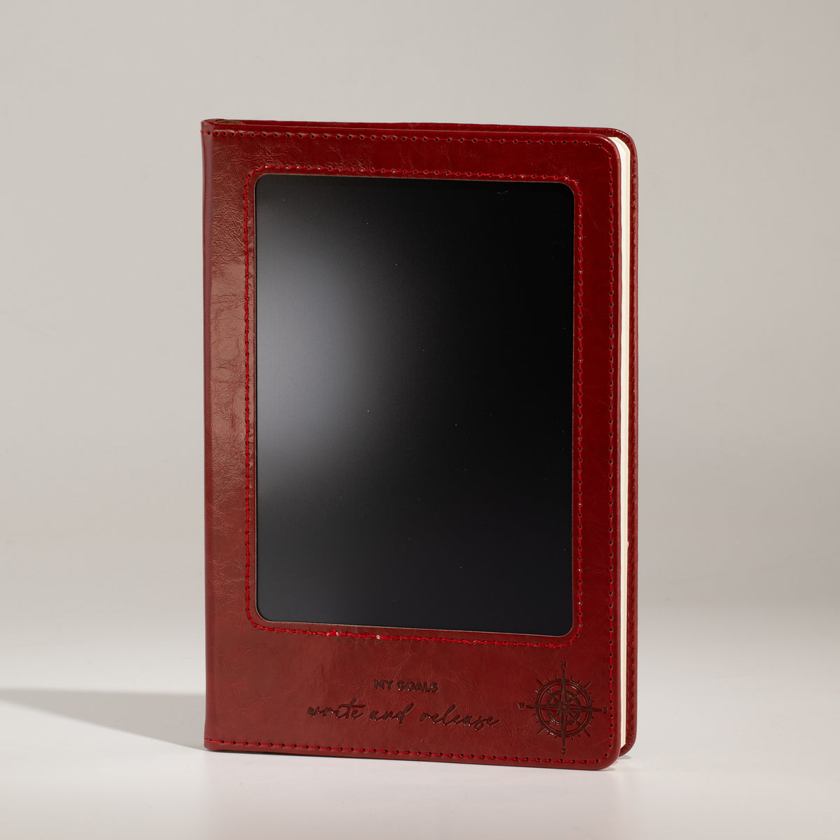 A5 Intention Note Book - LCD Wipe Screen - Red Leather Effect - 80 Leafs
