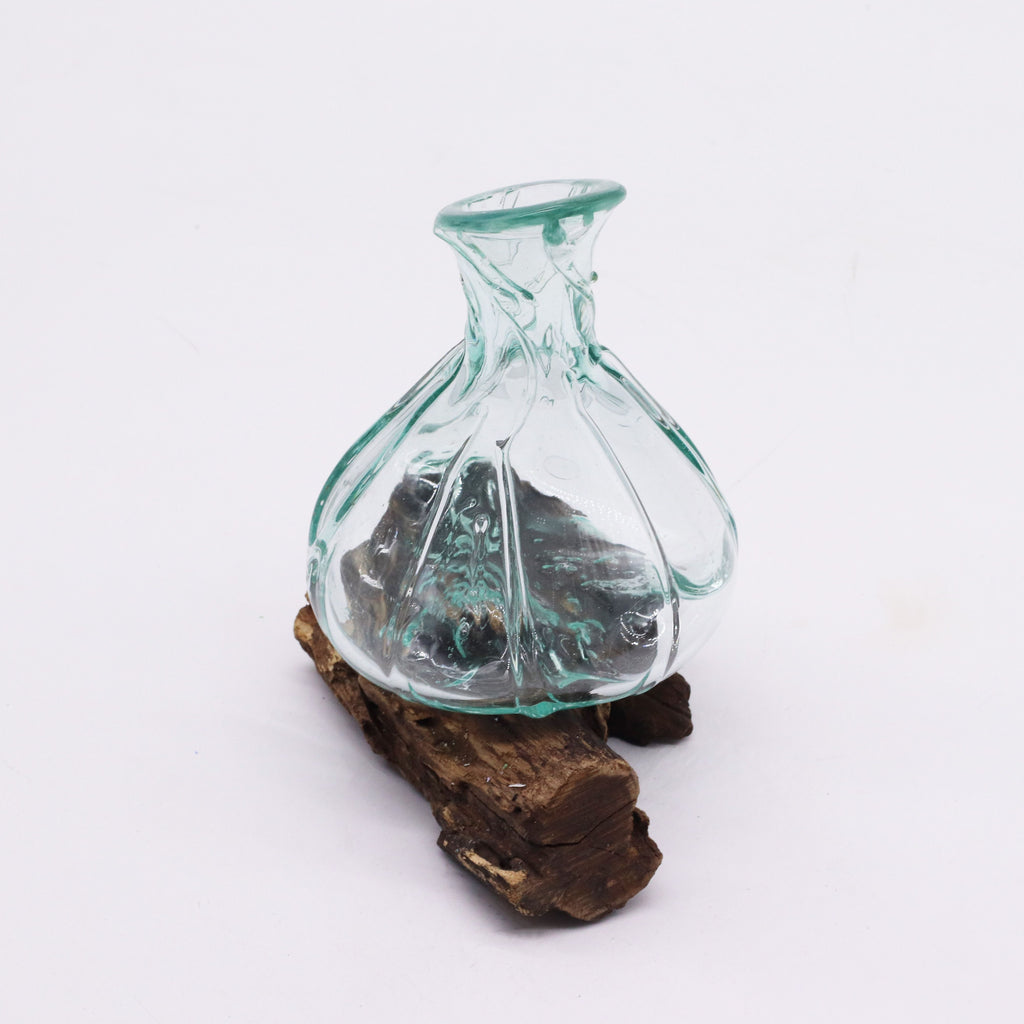 Molten Glass Mini Decanter on Wood 24cm
