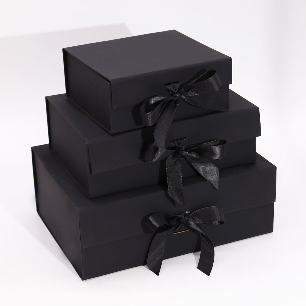 Luxury Gift Boxes With Bow – Black Set of 3