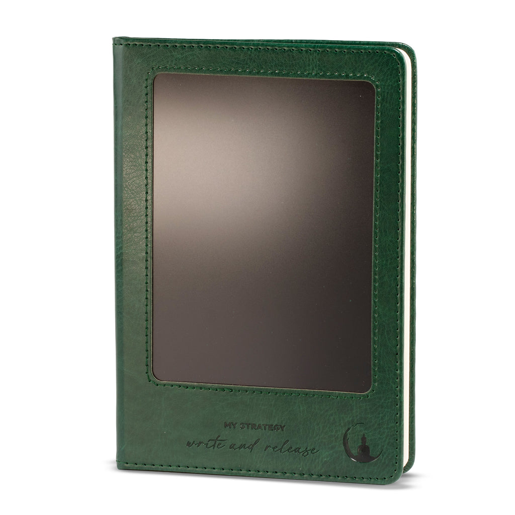 A5 Intention Note Book - LCD Wipe Screen - Green Leather Effect - 80 Leafs