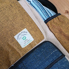 Large Boxy Hemp Backpack - Teal & Turmeric