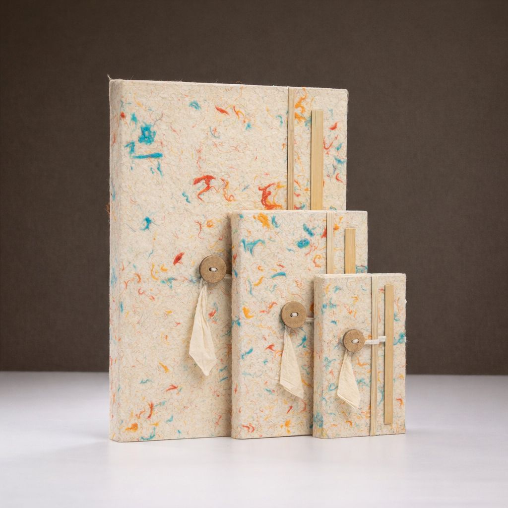 Set Of 3 Lokta Mixed Colour Notebook