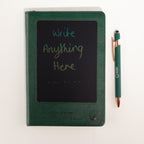 A5 Intention Note Book - LCD Wipe Screen - Green Leather Effect - 80 Leafs