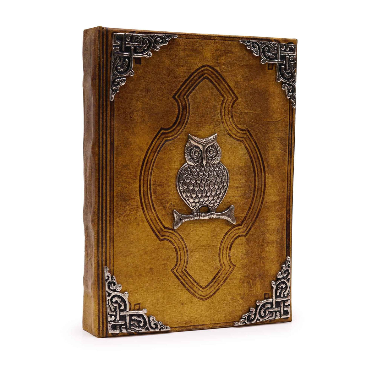Wedding / Visitor Tan Book - Zinc Owl Decor - 200 Deckle Edges Pages - 26x18cm