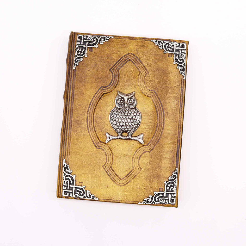 Wedding / Visitor Tan Book - Zinc Owl Decor - 200 Deckle Edges Pages - 26x18cm