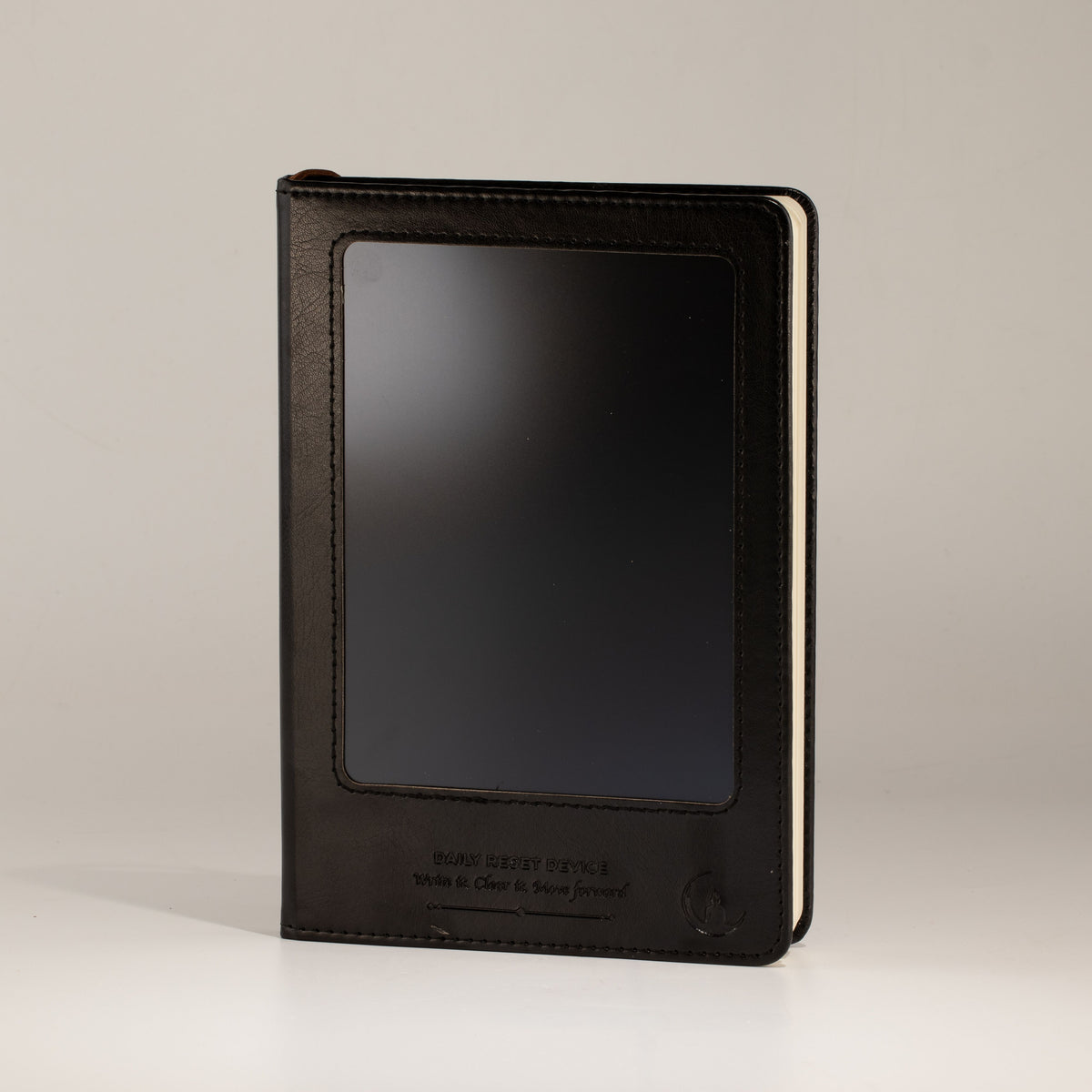 A5 Intention Note Book - LCD Wipe Screen - Black Leather Effect - 80 Leafs