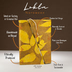 Lokta Bold Floral BambooNotebook – Medium (15x12cm) – 45 Leaves – Mustard Brown