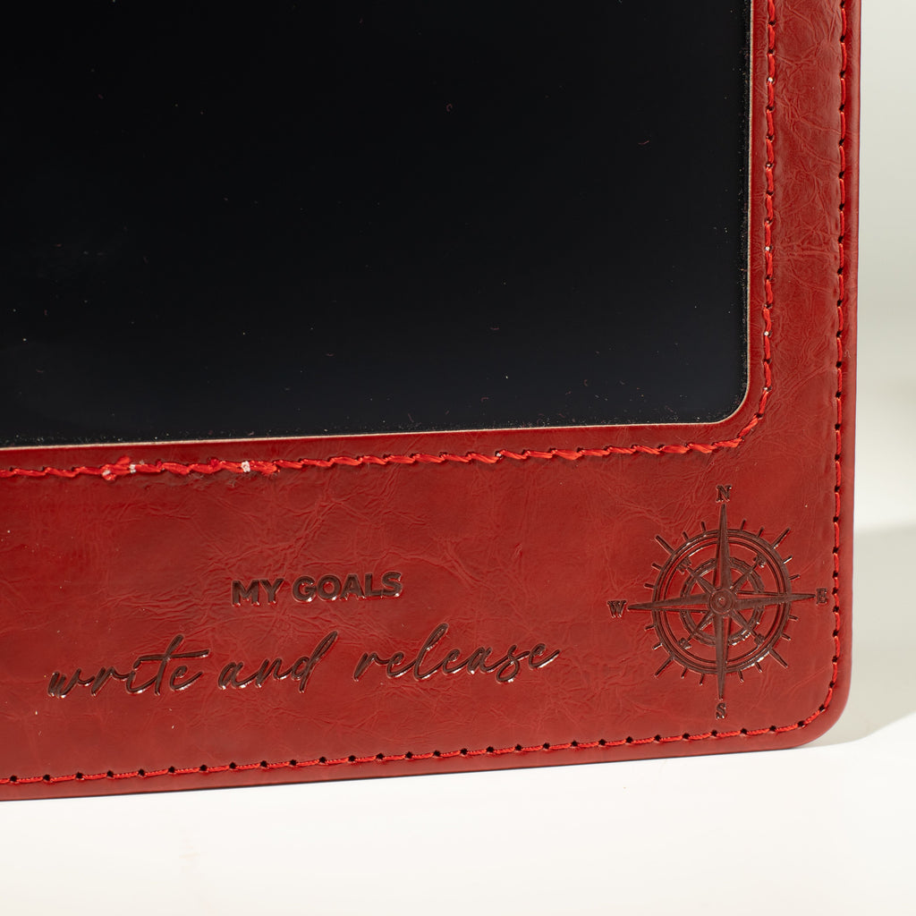 A5 Intention Note Book - LCD Wipe Screen - Red Leather Effect - 80 Leafs