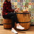 Albasia Barrel Table – Natural Wood 60 x 48.5 cm