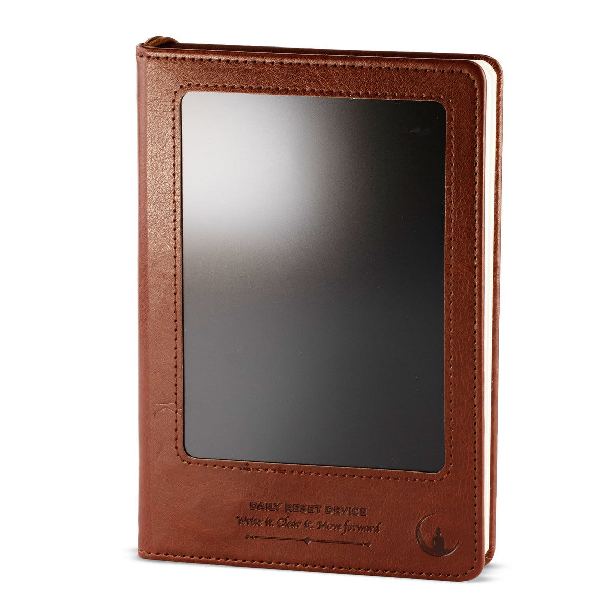 A5 Intention Note Book - LCD Wipe Screen - Brown Leather Effect - 80 Leafs