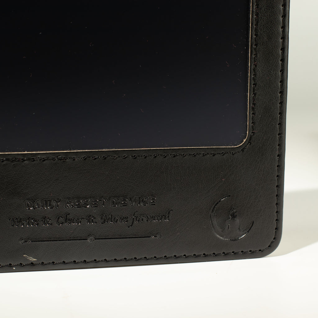 A5 Intention Note Book - LCD Wipe Screen - Black Leather Effect - 80 Leafs