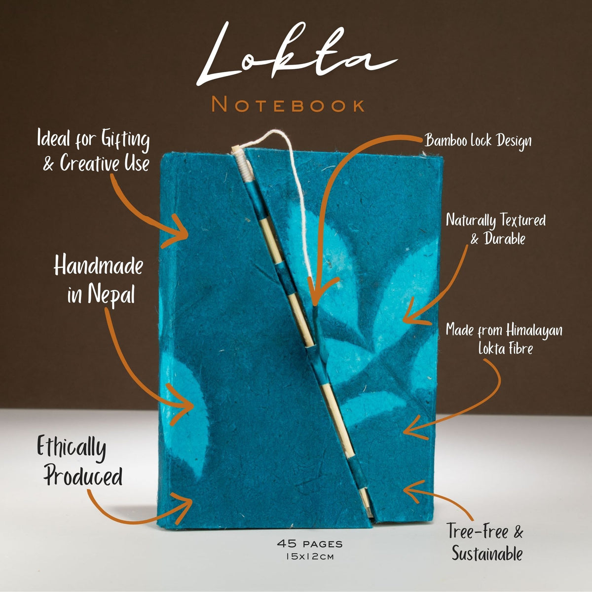 Bamboo Lock Notebook – Medium (15x12cm) – 45 Leaves – Midnight Blue