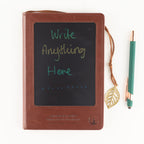 A5 Intention Note Book - LCD Wipe Screen - Brown Leather Effect - 80 Leafs
