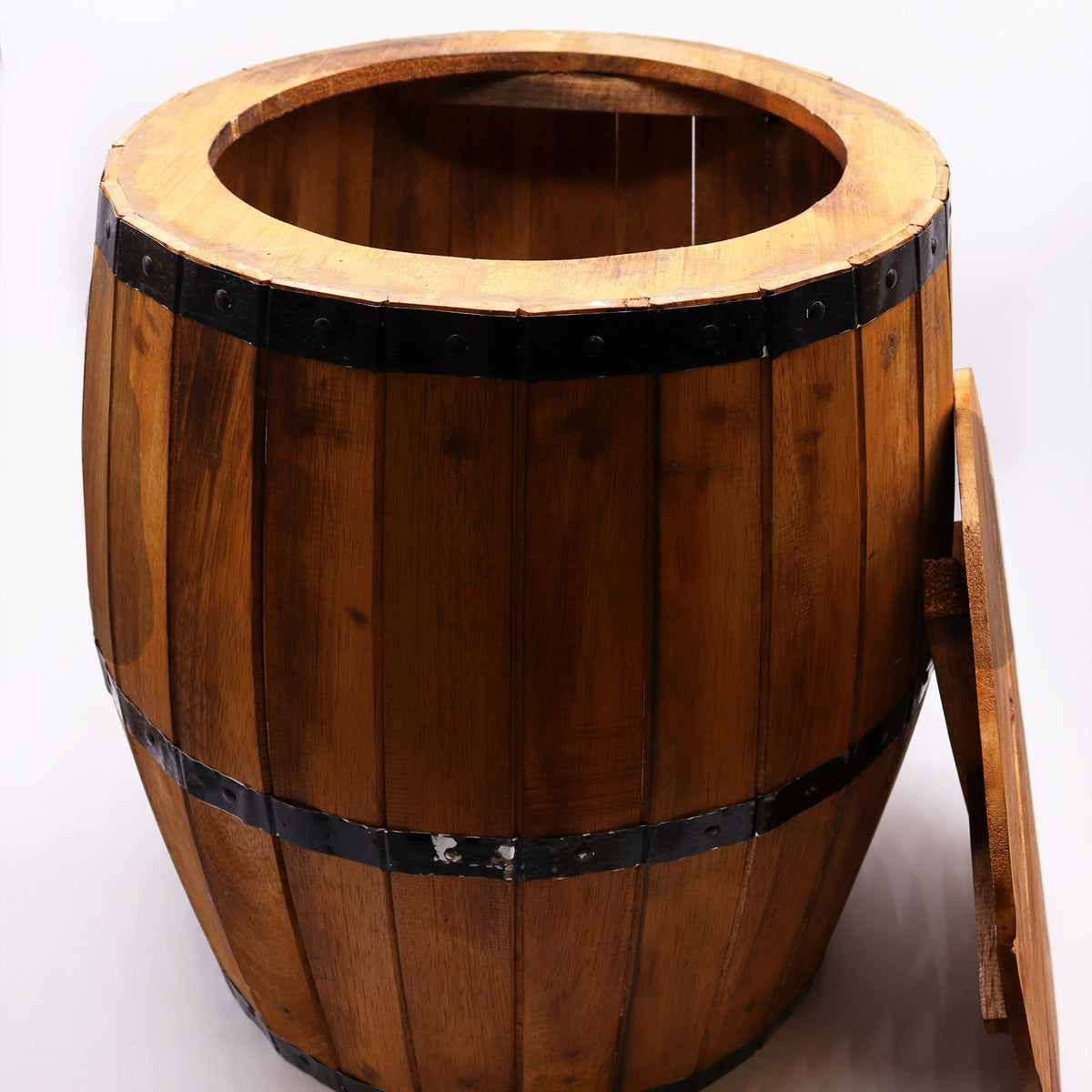Albasia Barrel Table – Natural Wood 60 x 48.5 cm