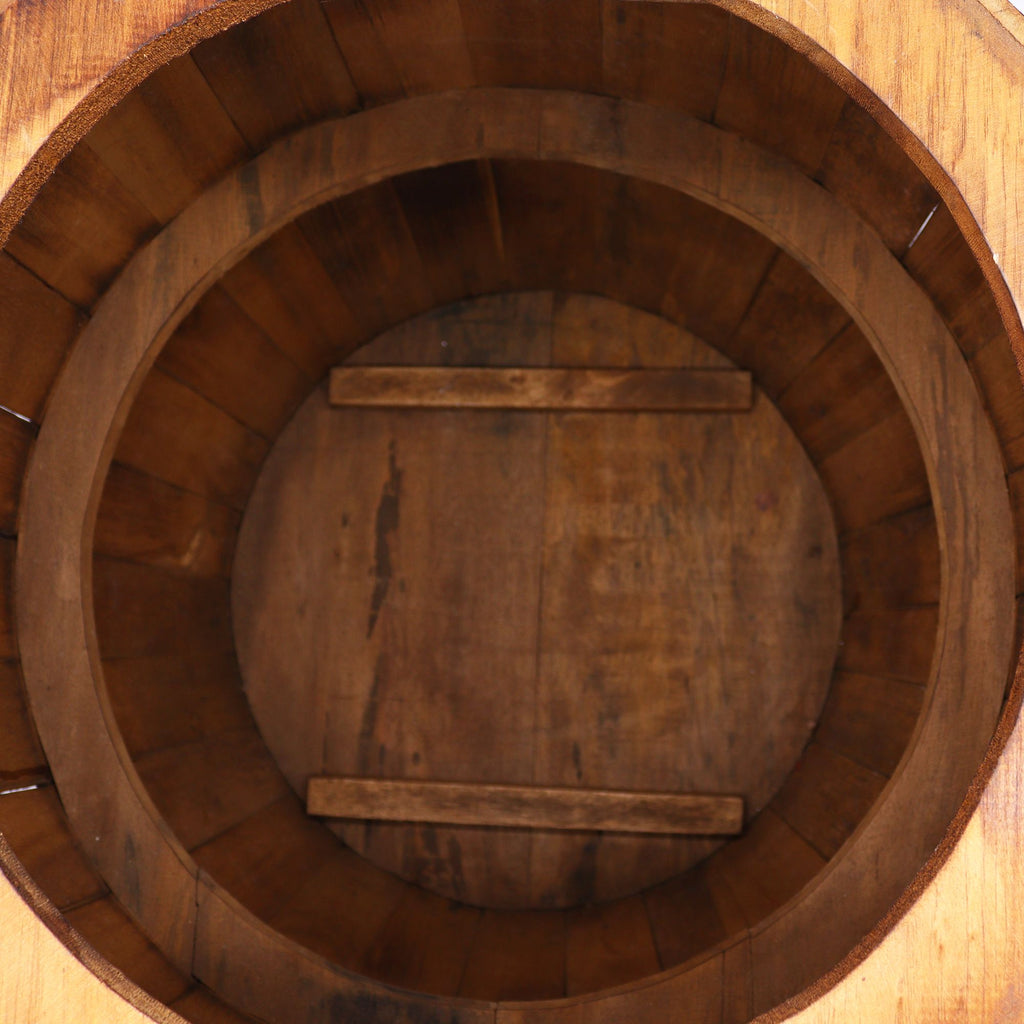 Albasia Barrel Table – Natural Wood 60 x 48.5 cm