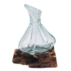 Molten Glass Mini Decanter on Wood 24cm