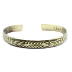 Handmade Brass Adjustable Cuff Bracelet - Slim Tribal Leaf Design.