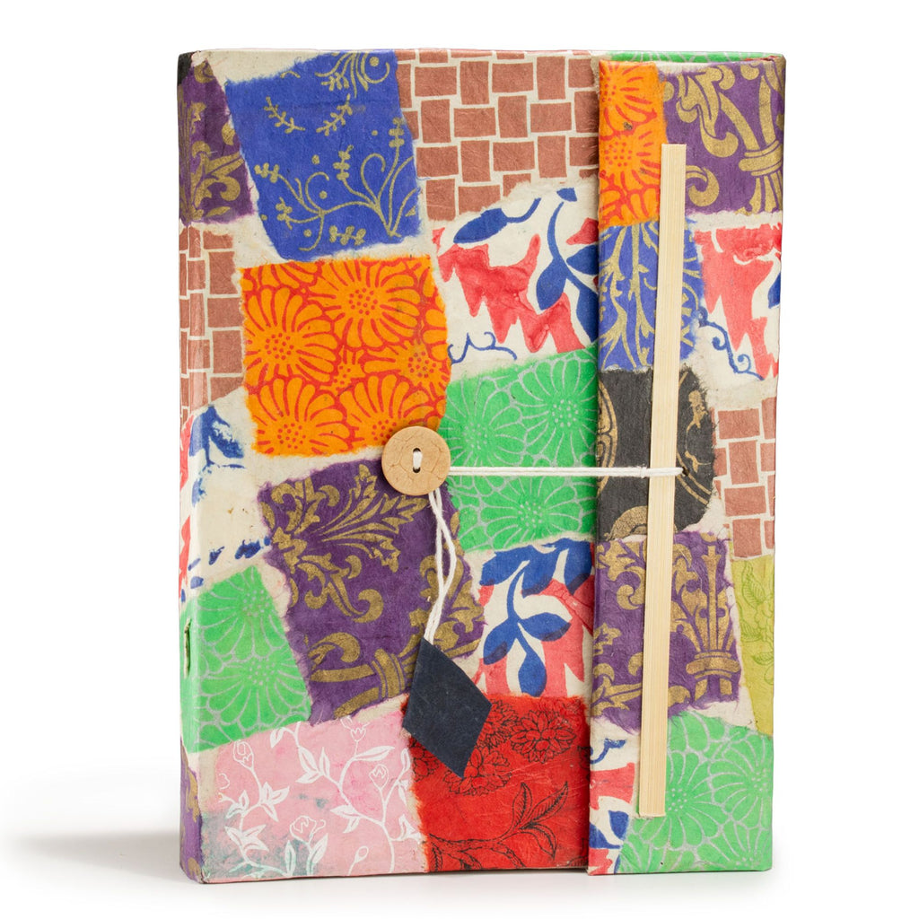 Patchwork Notebook – Large (21x15cm) – 45 Leaves – Includes Bookmark – Multi Colour