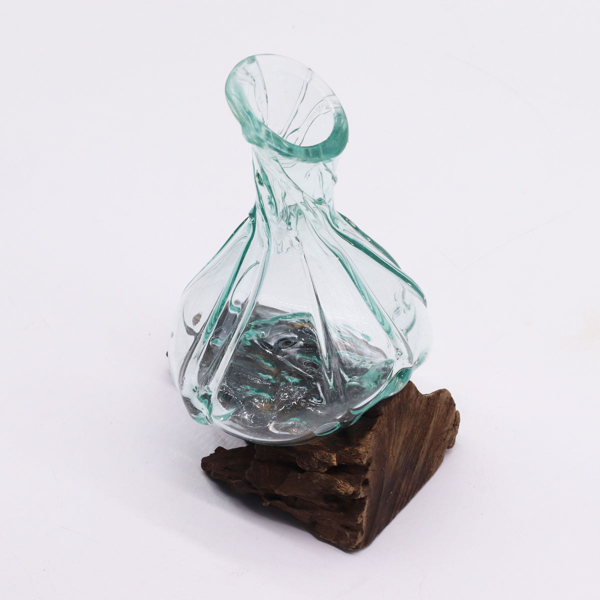 Molten Glass Mini Decanter on Wood 24cm