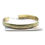 Handmade Brass Adjustable Cuff Bracelet - Slim Tribal Leaf Design.