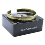 Handmade Brass Adjustable Cuff Bracelet - Slim Tribal Leaf Design.