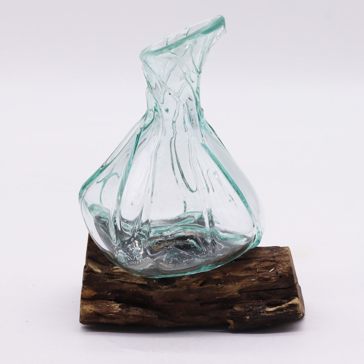 Molten Glass Mini Decanter on Wood 24cm