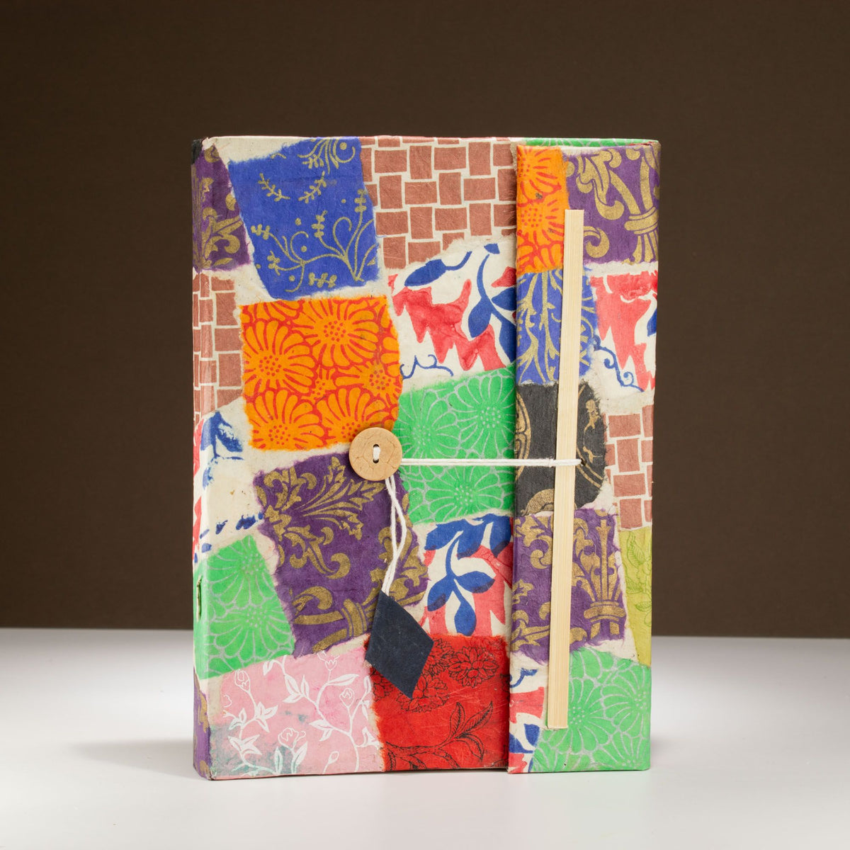 Patchwork Notebook – Large (21x15cm) – 45 Leaves – Includes Bookmark – Multi Colour